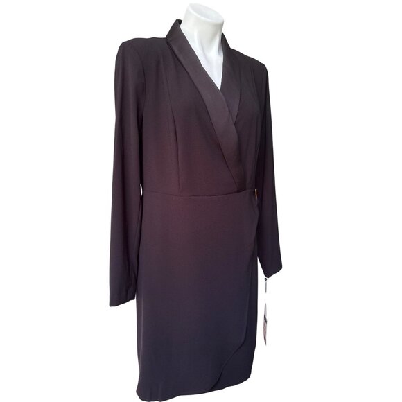 Tommy Hilfiger NWT $159 Black Shawl Collar Faux Wrap Dress, Women's SIze 12 - Picture 5 of 14